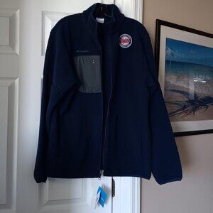 COLUMBIA Mens Fleece Jacket Navy Blue with Minnesota Twins Logo Sz Large NEW